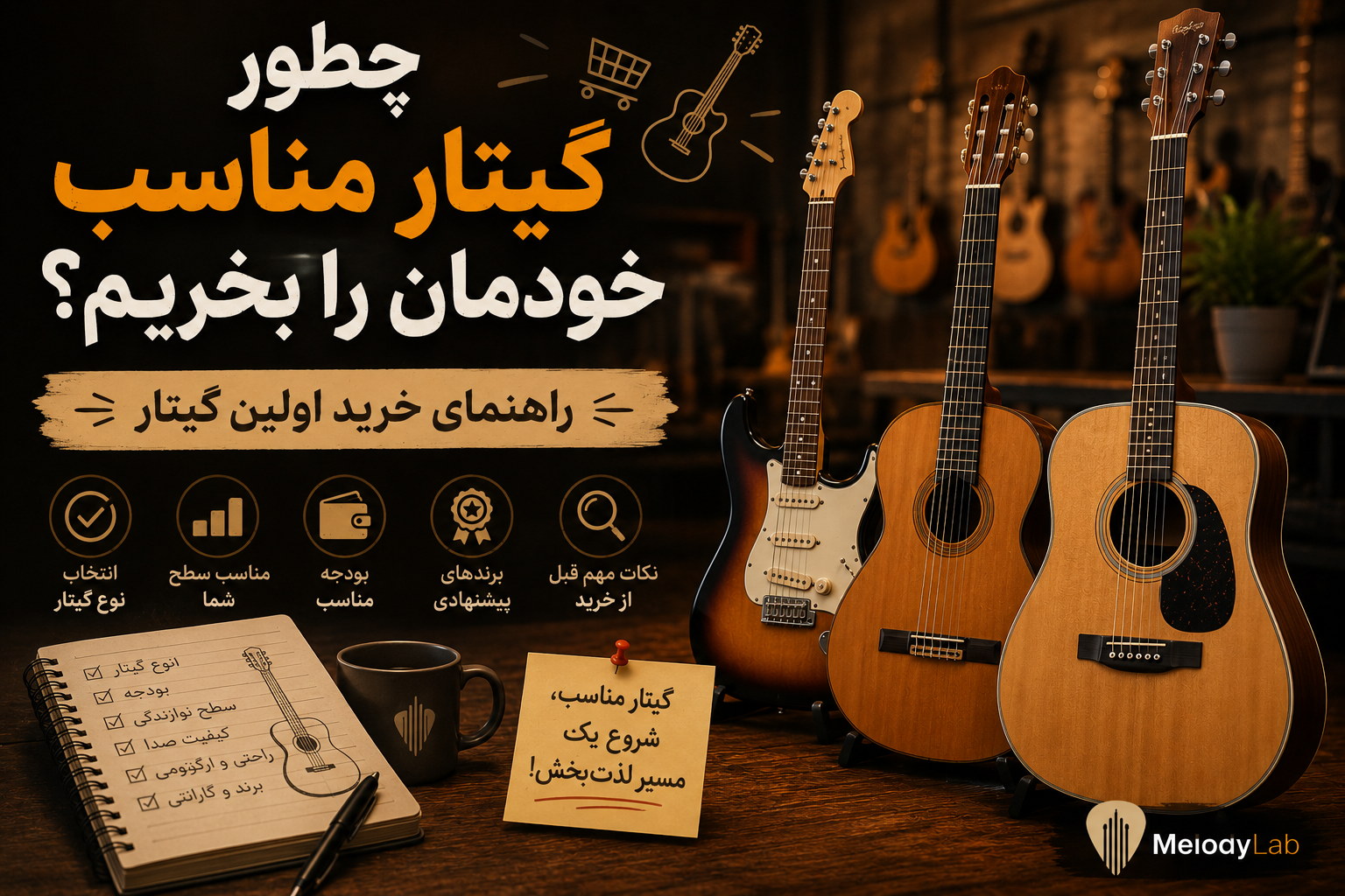 چطور گیتار مناسب خودمان را بخریم؟ راهنمای خرید اولین گیتار